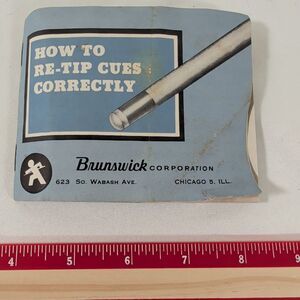 Vintage Brunswick How to Re-Tip Cues Correctly Booklet Billiards Pool Guide USA